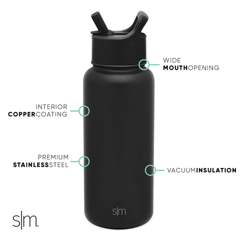 SM Water Bottle with Straw Lid - Wide Mouth Vacuum Insulated