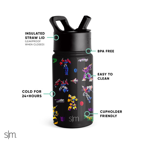 Simple Modern Kids Water Bottle with Straw Lid | Insulated Stainless Steel Reusable Tumbler for Toddlers, Girls | Summit | 14oz, Confetti