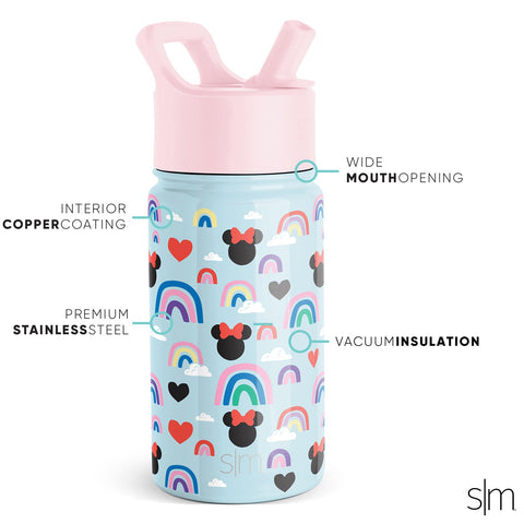 Simple Modern Disney Princess Kids Water Bottle with Straw Lid | Reusable  Insulated Stainless Steel Cup for Girls, School | Summit Collection | 14oz
