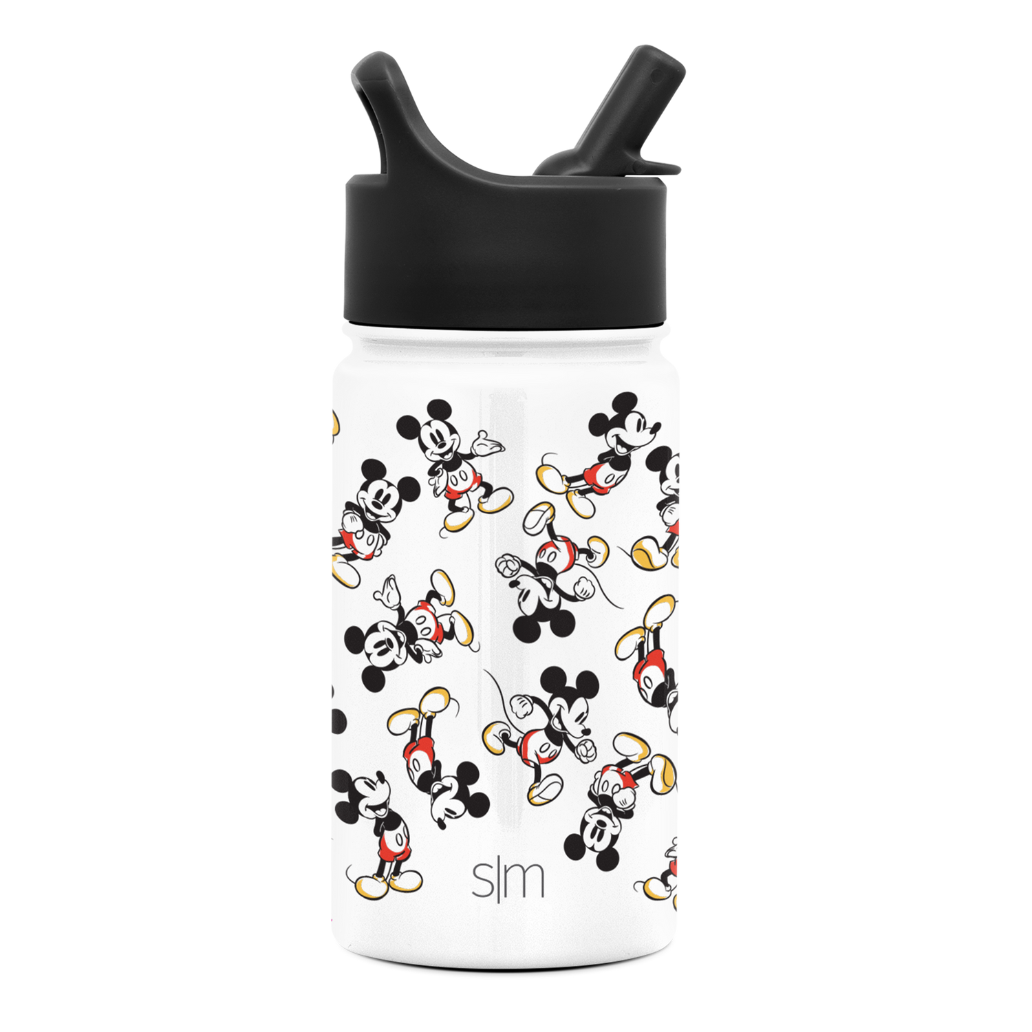 MICKEY MOUSE Insulated Water Bottle 14Oz w Straw Lid White Simple Modern  Disney