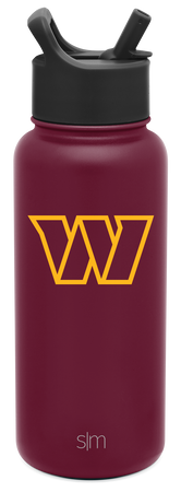 Simple Modern Officially Licenced NFL Washington Commanders Water Bottle  with Straw Lid, Vacuum Insulated Stainless Steel 946ml Thermos